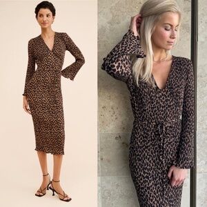 NWT Never Fully Dressed Leopard Celeste Midi Dress Sz 2